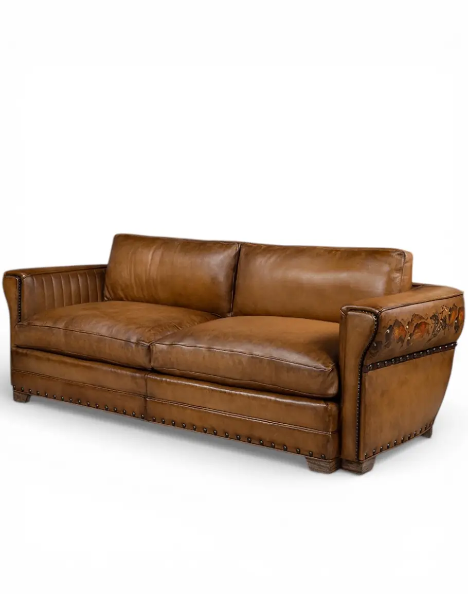 Painted Bison Leather Sofa